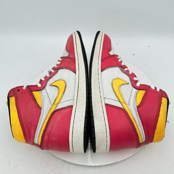 Nike Air Jordan 1 Men Size 9.5 555088 603 University Gold Light Bordeaux Shoes - Picture 6 of 11